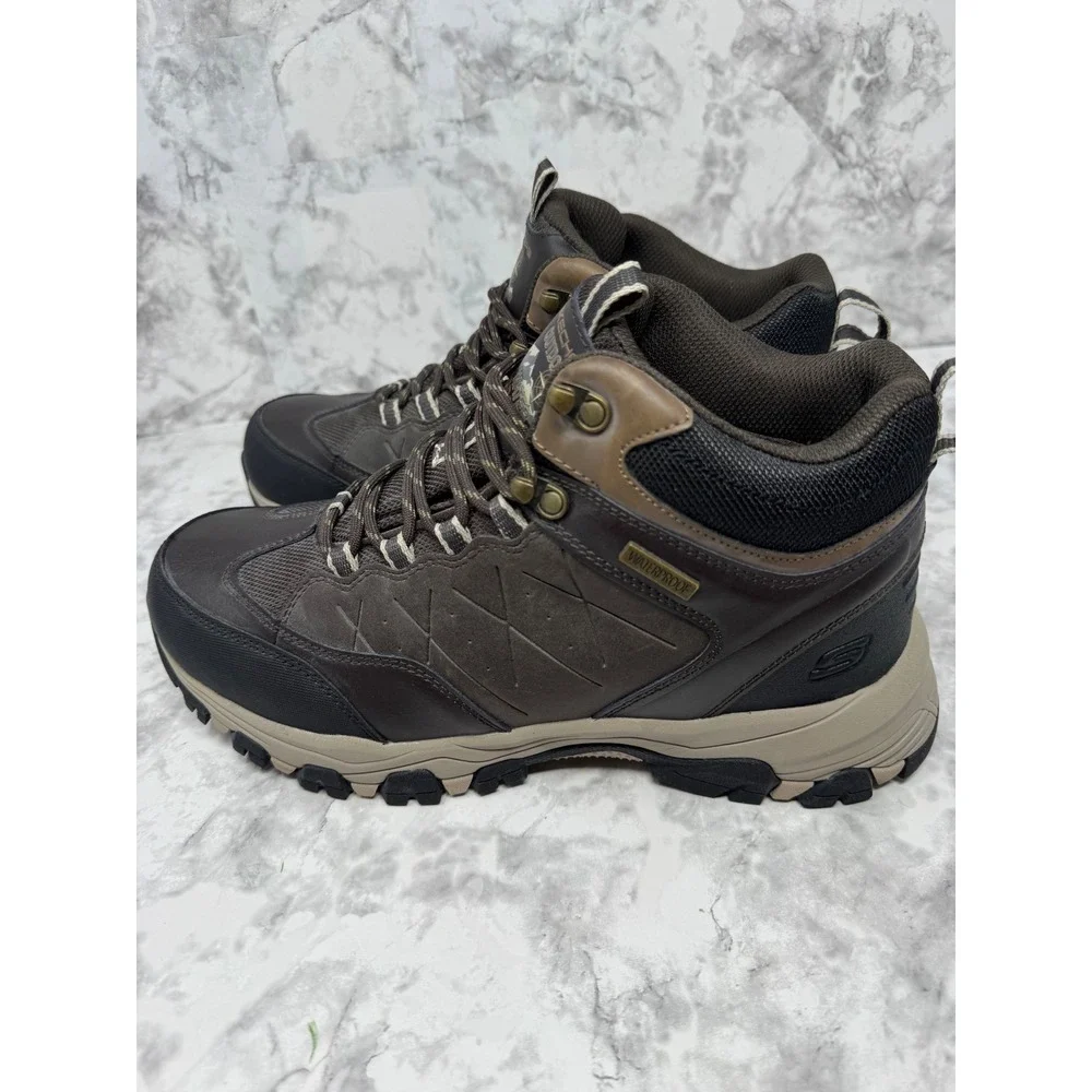 Skechers Outdoor Waterproof Hiking Boots Mens 10 Brown Leather SN 66283 CHOC